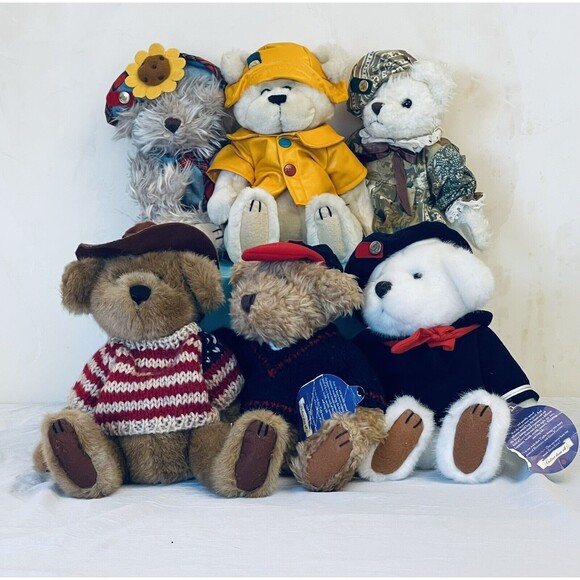 Brass Button Bears Collection Pickford 1996 Complete Outfits Hats  Lot of 6 VTG - Picture 1 of 15